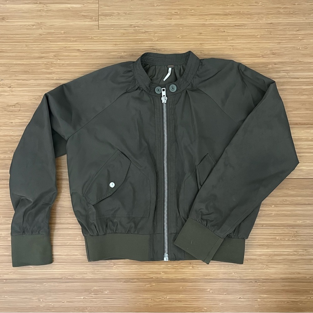 free people olive green bomber jacket
